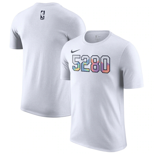 Men's White Denver Nuggets 2024/25 City Edition Essential Logo T-Shirt